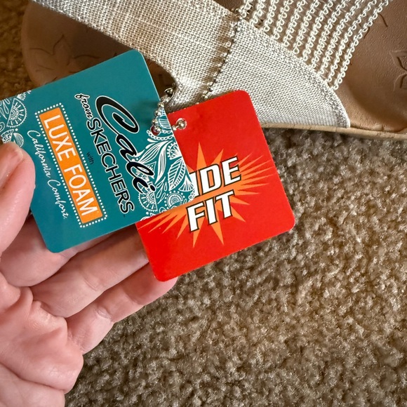 NWT Skechers Cali Beverley high tea Luxe Foam Sandals/wedge sz9w resort boho - Picture 2 of 6